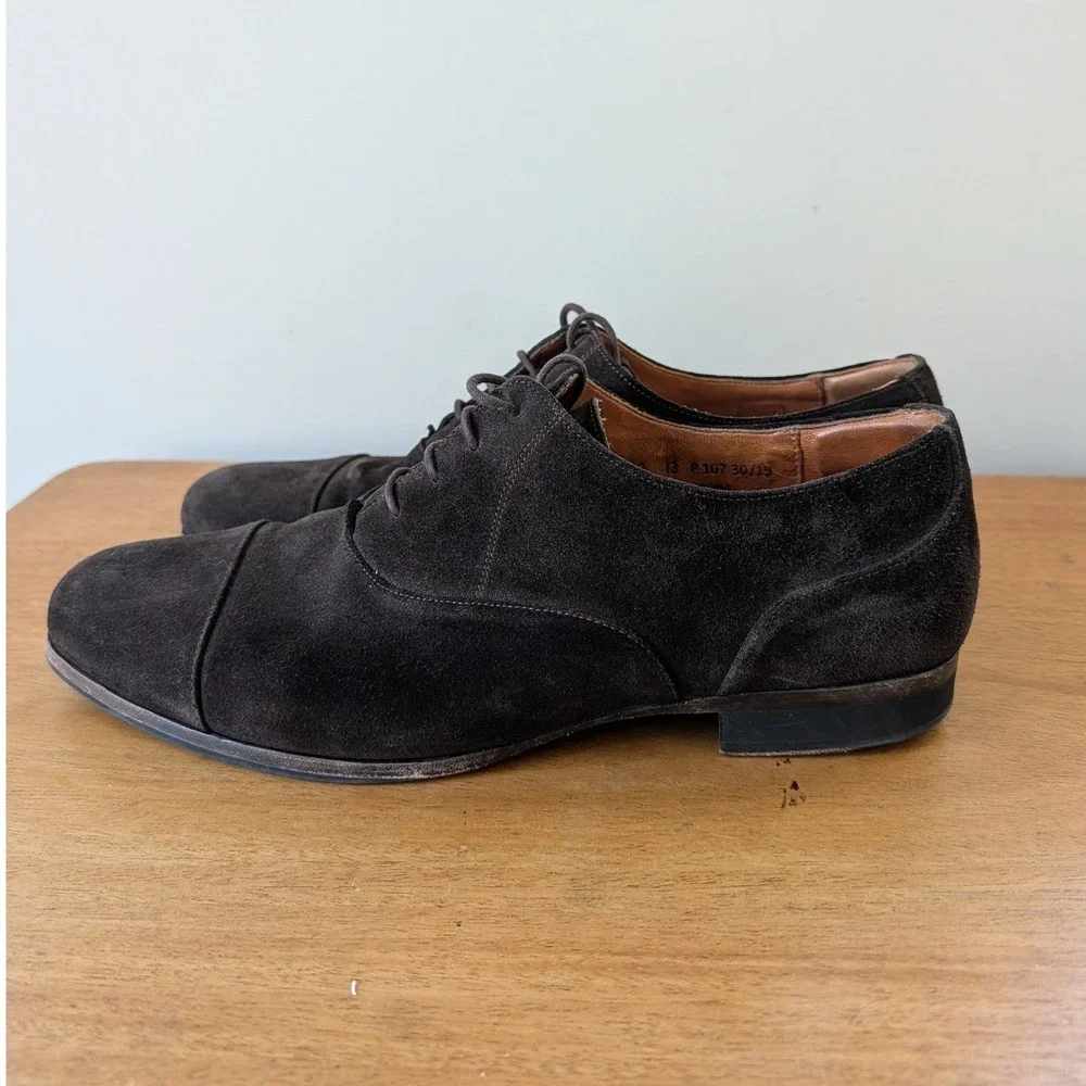 Wolf & Shepherd Closer Cap Toe Oxford Brown Suede Dress Shoes 9717 D 13 P